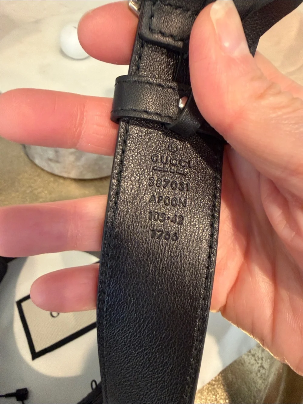 Auth New Men’s Gucci Black Leather Belt w/ Silver Interlocking GG Buckle 105-42